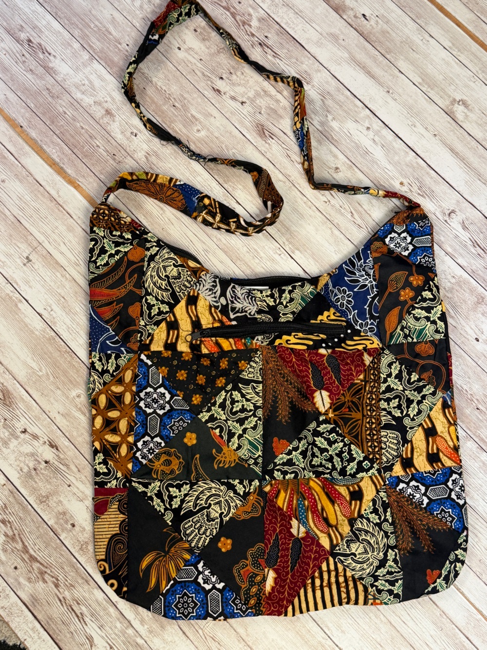 New Bag BALI  Floral Boho Crossbody Bag in Black, Gold, Blue